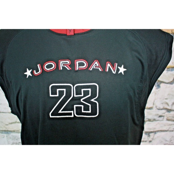 NIKE MICHAEL JORDAN 23 Basketball Jersey Embroidered Letters Black Sleeveless L - Picture 3 of 12